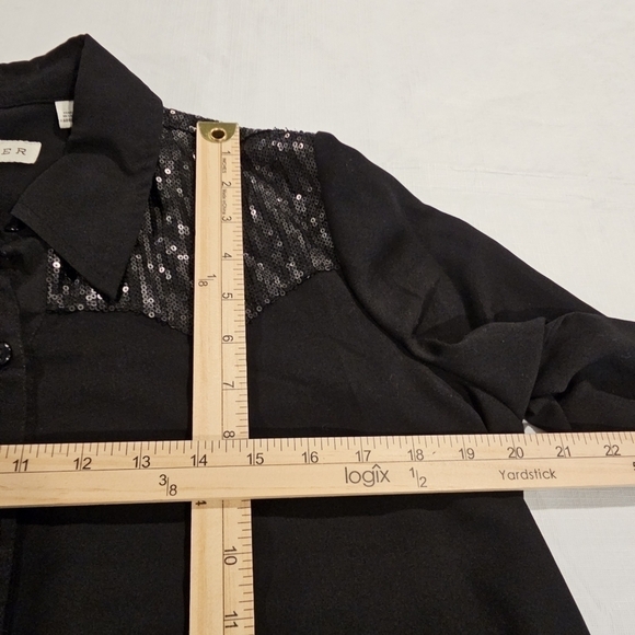 Roper Western Black semi sheer L/S snap shape fit Womens Shirt Sz L - Picture 4 of 11